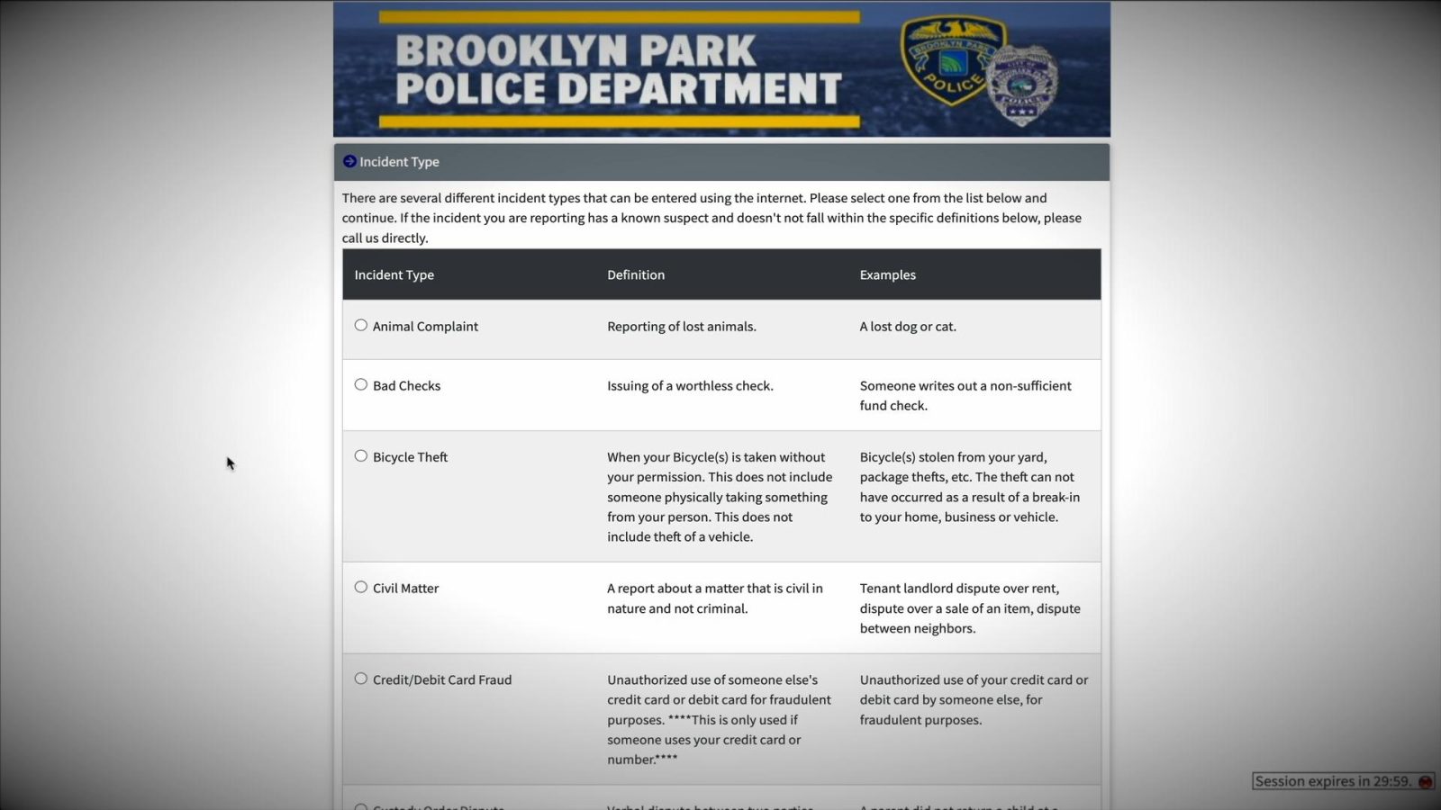 brooklyn park police report