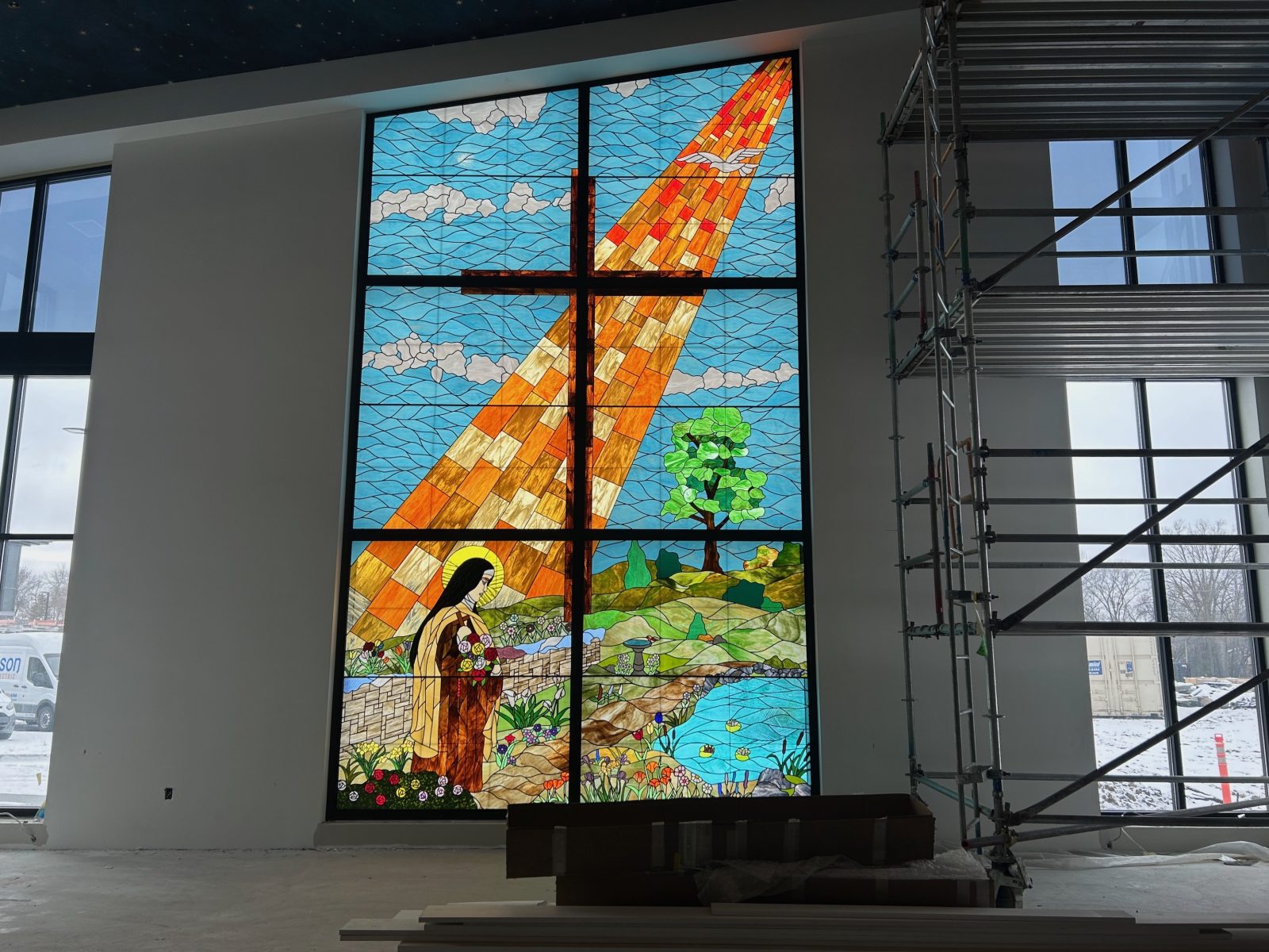 【Pastoral Window 】lithograph直筆サインEdition Plymouth Artist Creates Stained-Glass Window for Corcoran Senior