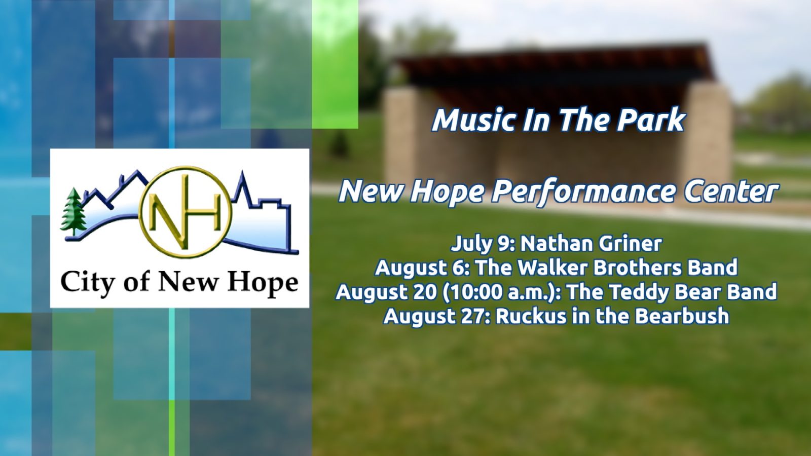 graphic listing musical acts to perform in New Hope