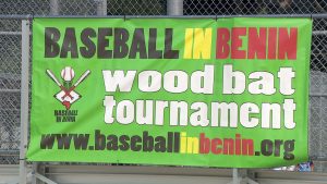 Baseball in Benin tournament sign