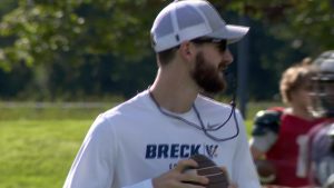 New Breck School football coach Christian Rund at practice