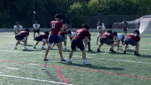 Maple Grove football practices on August 12, 2025