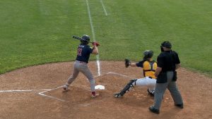 Shakopee bats versus Fridley Gold in Sunday's state American Legion baseball tournament