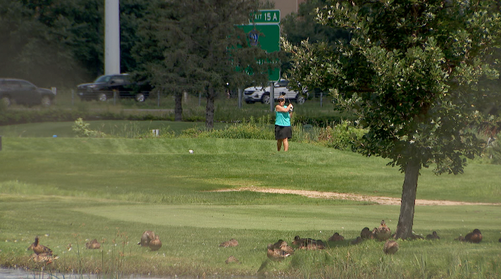 woman golfing at centerbrook golf course in brooklyn center