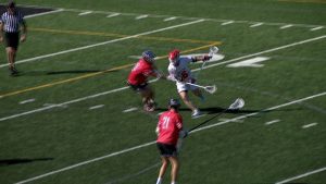 Thor Soukup gets ready to shoot in a Wayzata lacrosse game