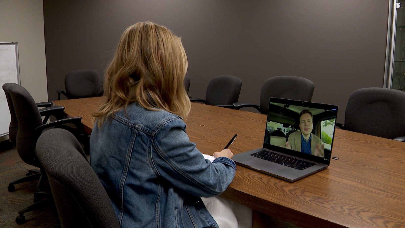 zoom interview on laptop with mckinley