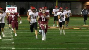 Kaden Harney runs for a touchdown in a Maple Grove football win over Eden Prairie