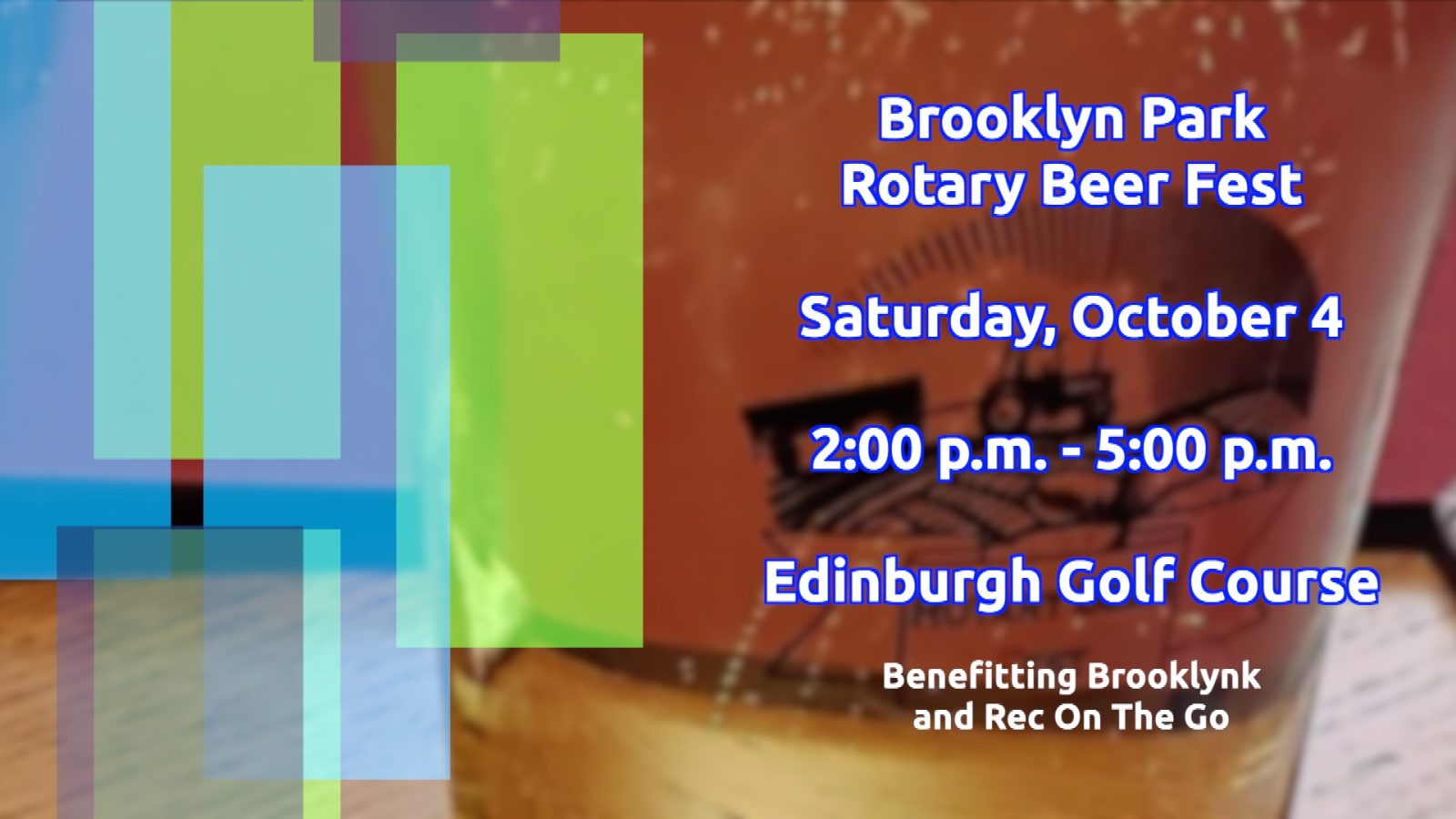 graphic listing dates and times for the Brooklyn Park Rotary's beer fest in October