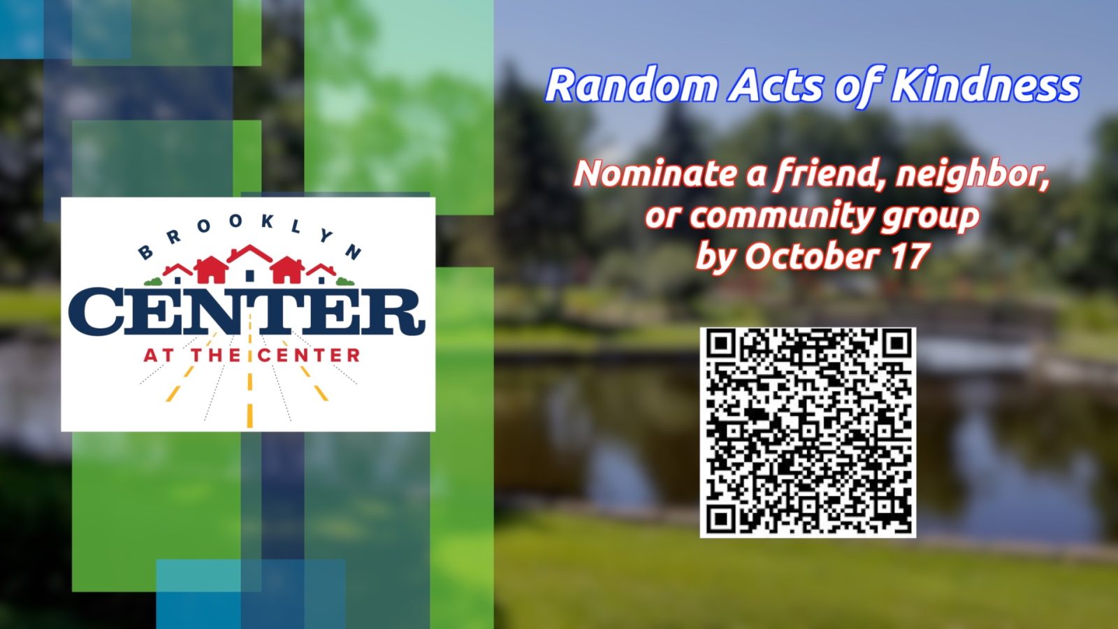 Graphic describing the Brooklyn Center Random Acts of Kindness program