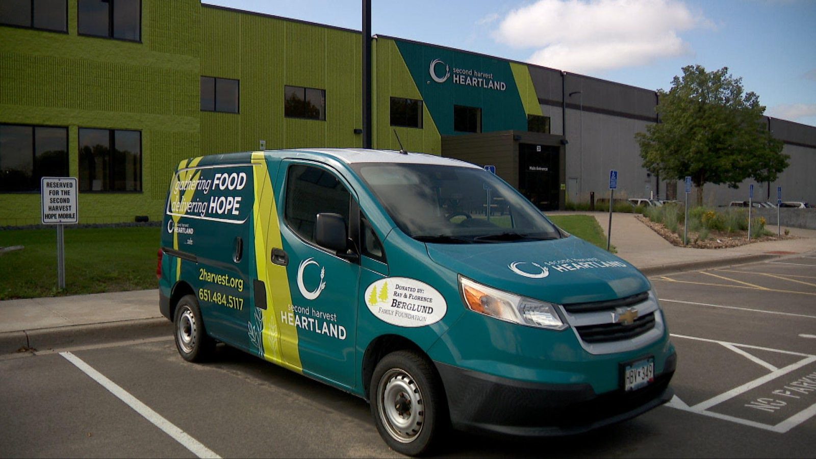 the outside of Second Harvest Heartland's Brooklyn Park warehouse.