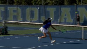 Wayzata girls tennis in action versus St. Cloud Tech