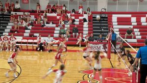 Game play of Benilde-St. Margaret's vs. Waconia volleyball