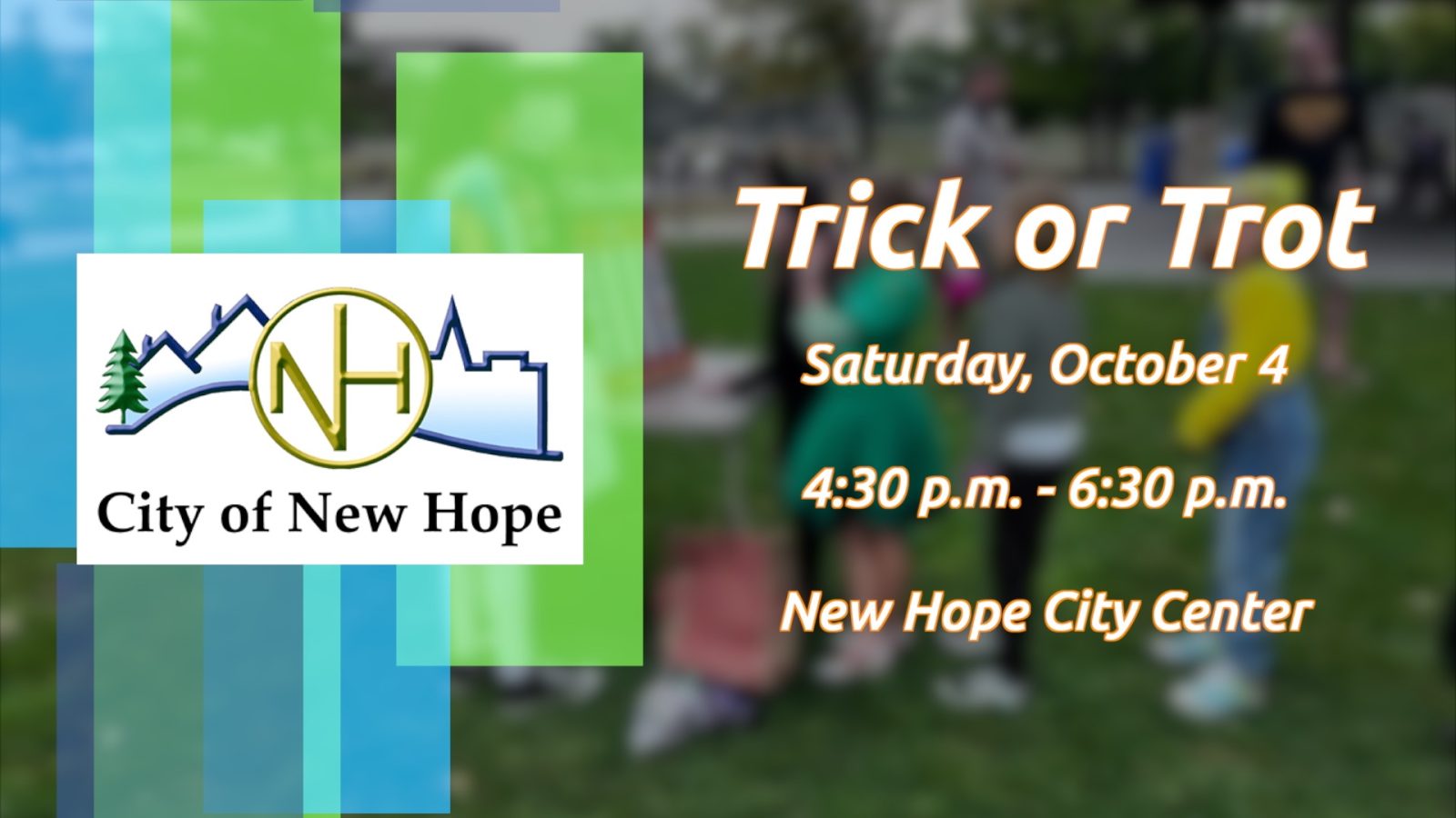 graphic with information about New Hope's Trick or Trot event