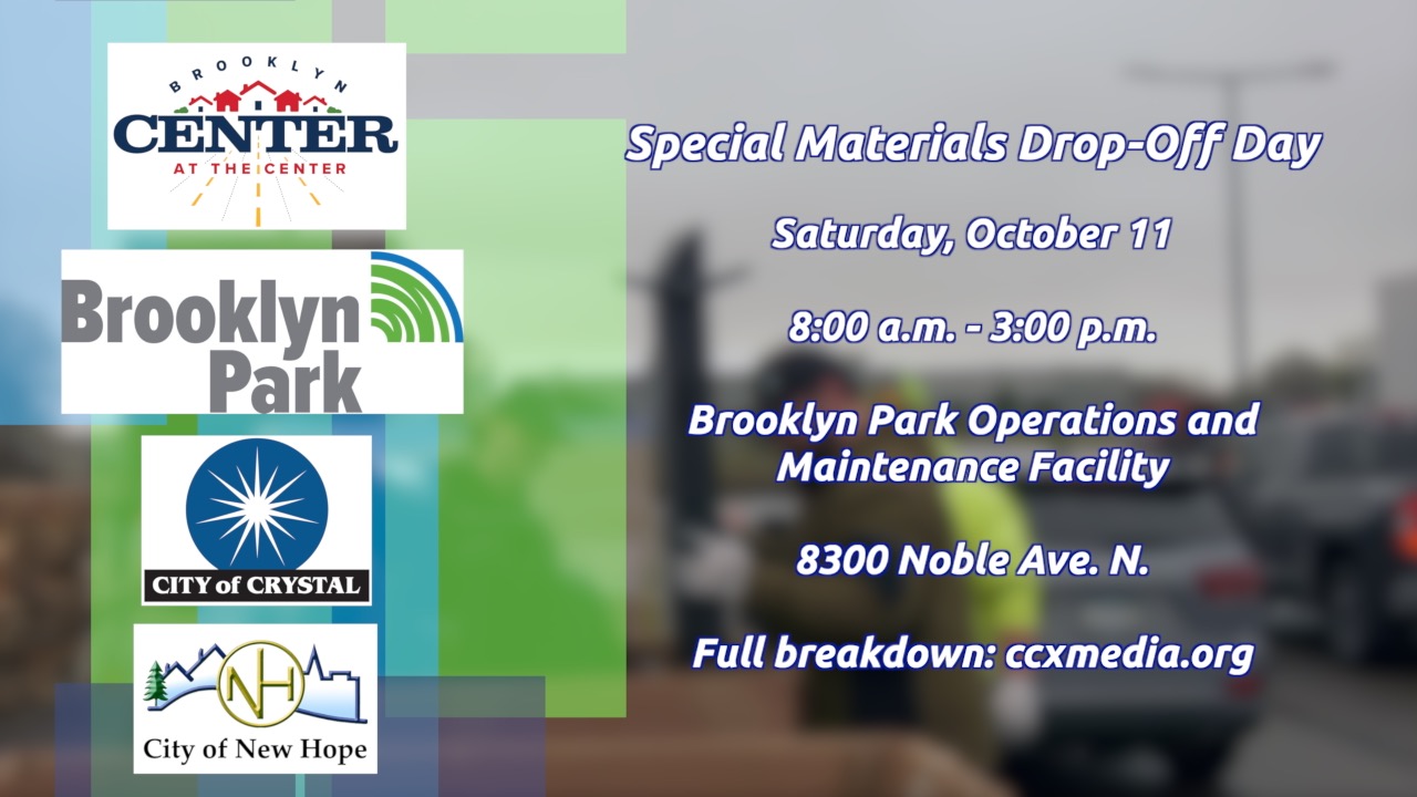 graphic with information about the Special Materials Drop-Off day for four cities