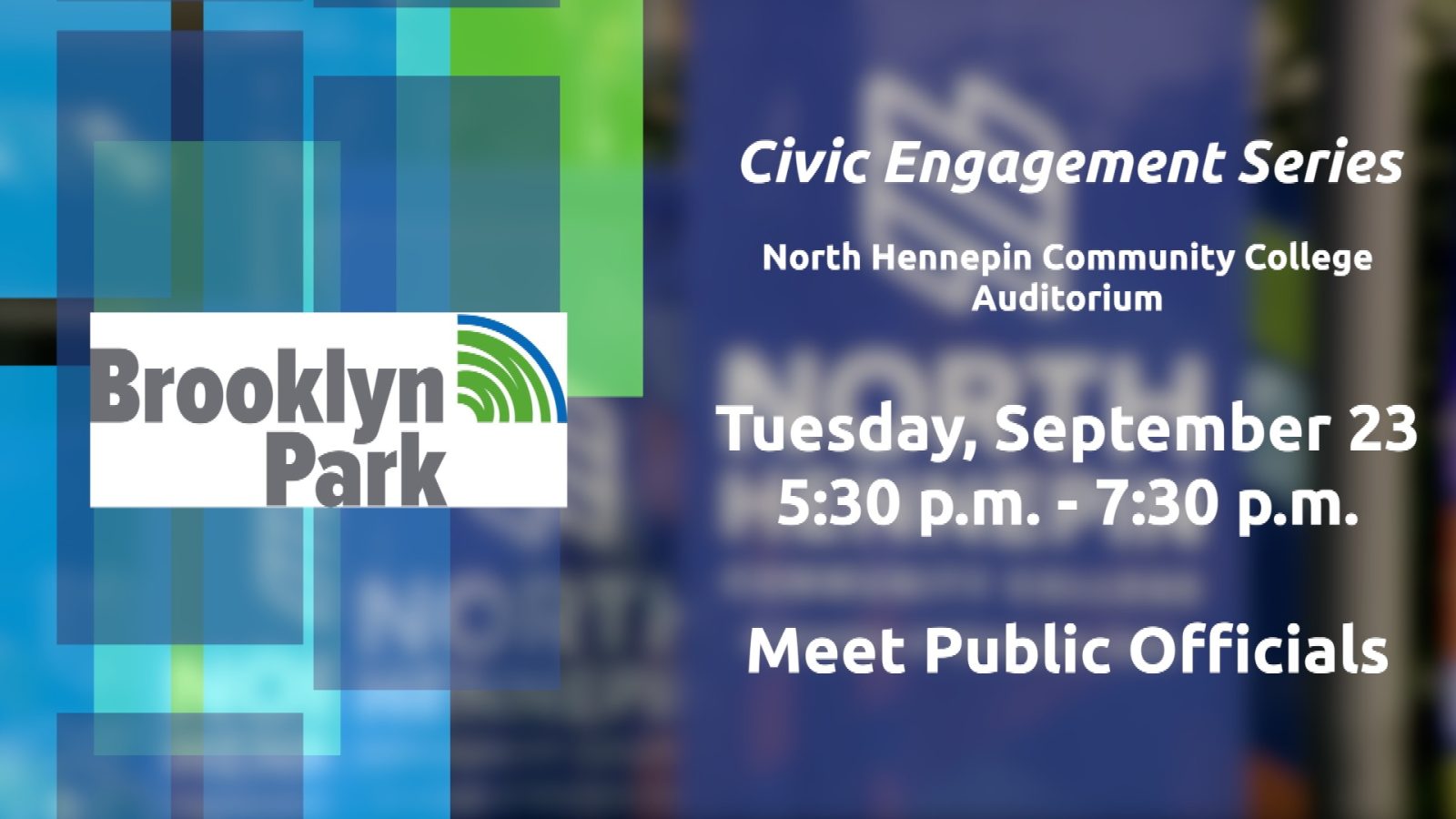 graphic listing information for upcoming series in Brooklyn Park