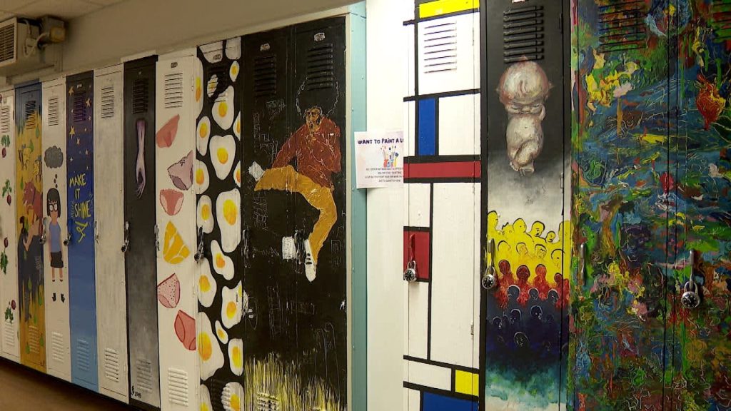 Colorful, decorated lockers