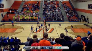 Rogers versus Champlin Park girls volleyball game action on October 30. 2025