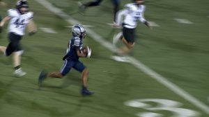 Champlin Park football game action versus Roseville on October 24, 2025