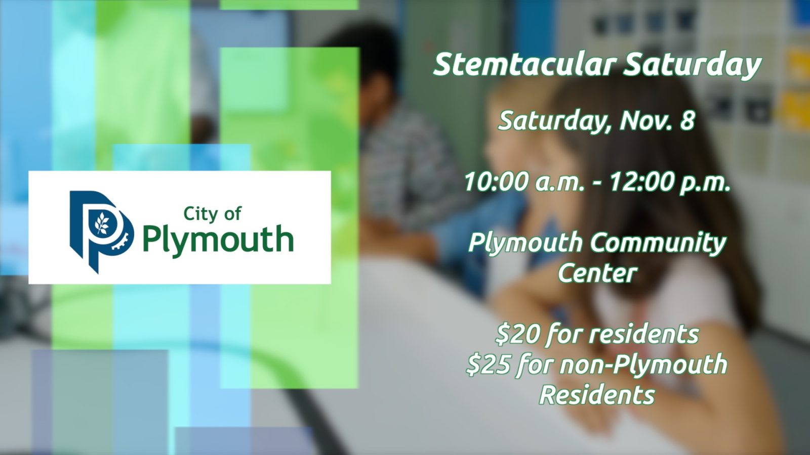 graphic listing details of an event in Plymouth