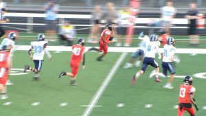 Mikey Criswell runs for a touchdown for Osseo football versus Blaine October 3, 2025