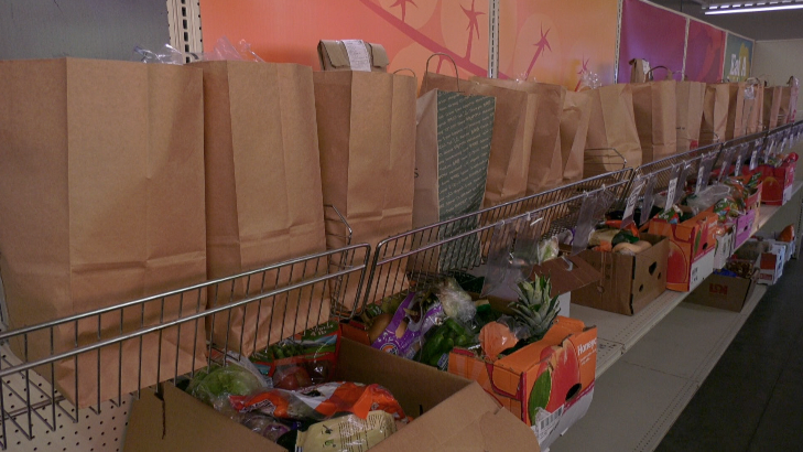 bagged groceries and fresh produce at the CEAP food shelf