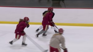 Maple Grove girls hockey team at practice, November 5, 2025