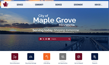 Screen shot of Maple Grove's website home page