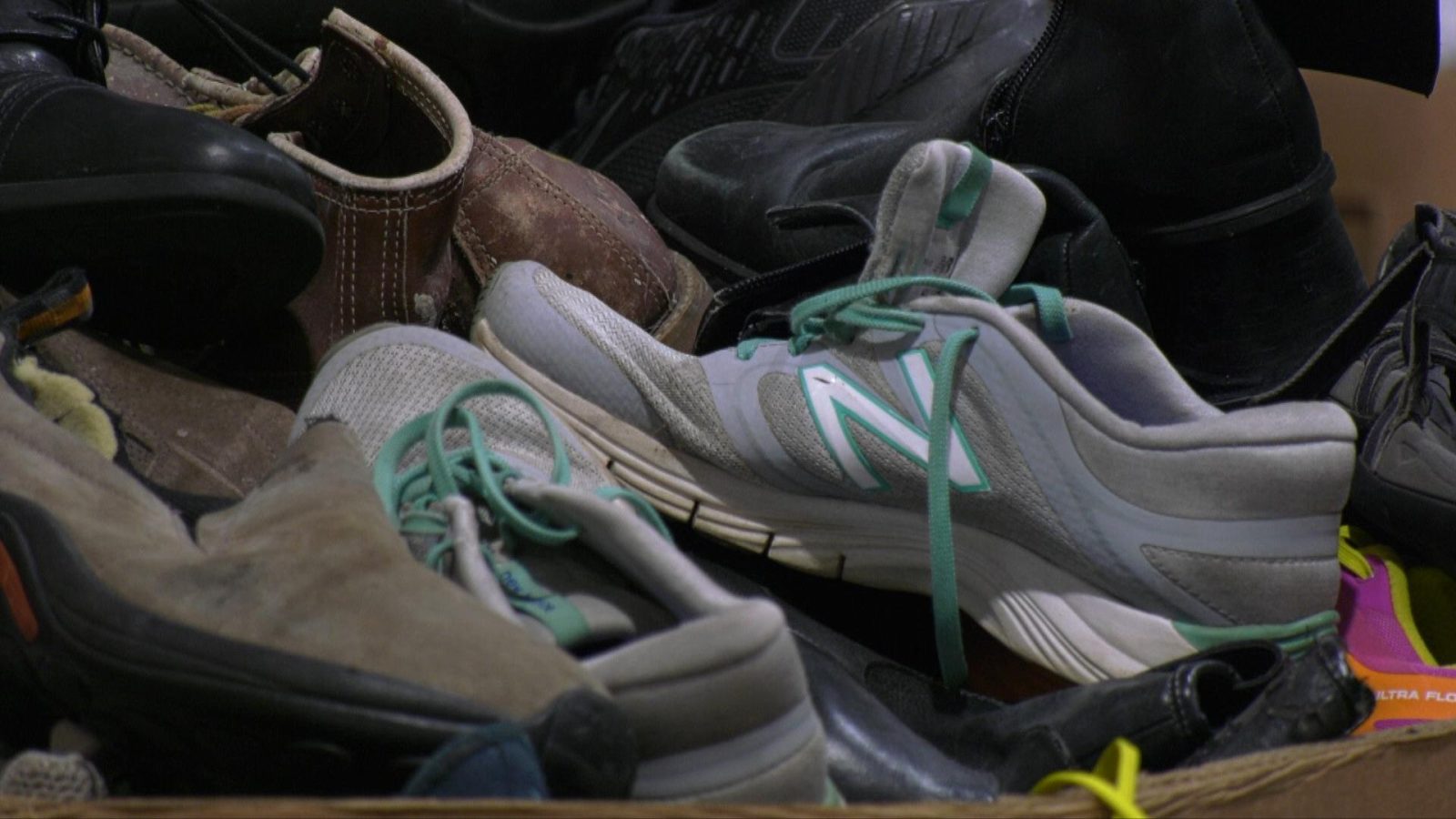 donated shoes in a box