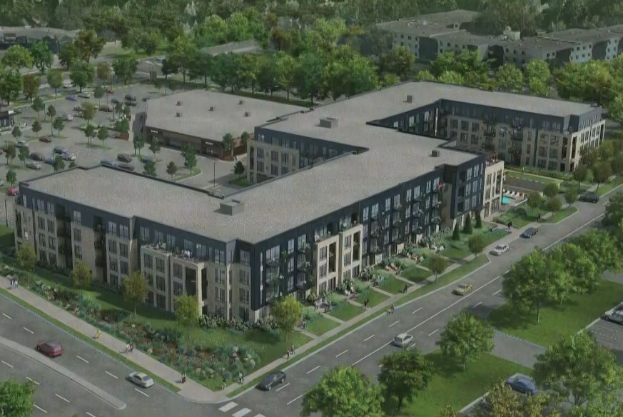 Plymouth Plaza redevelopment apartment rendering.