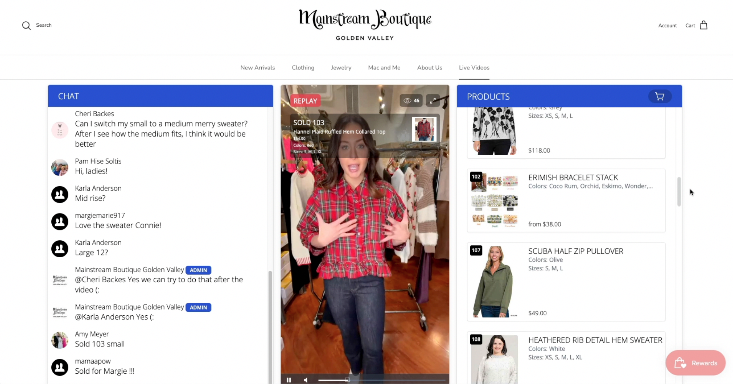 woman shows off a wardrobe during a Facebook Live video