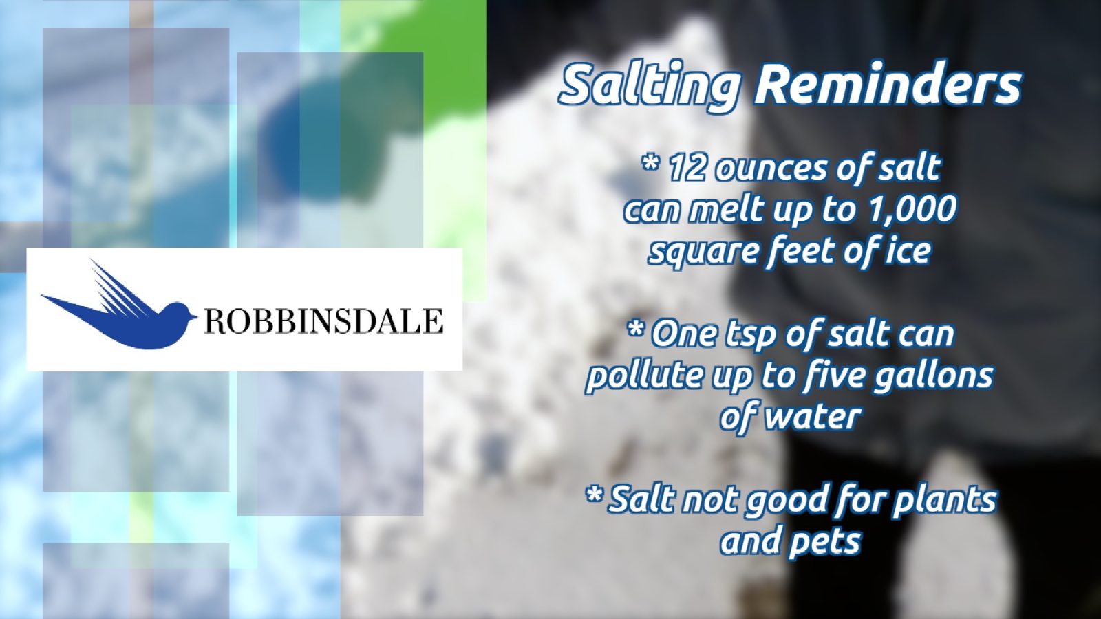 Graphic listing reminders about salt usage this winter