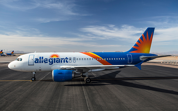 airplane with an allegiant logo 