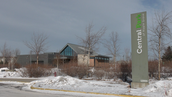 Maple Grove Central Park Pavilion in the winter