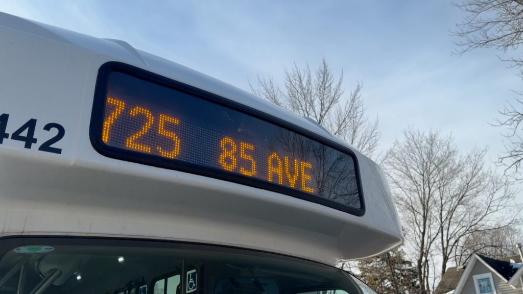 bus sign that says 725 85th avenue