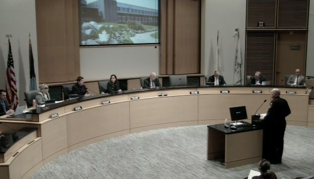 maple grove police chief eric werner addresses the city council in the council chambers