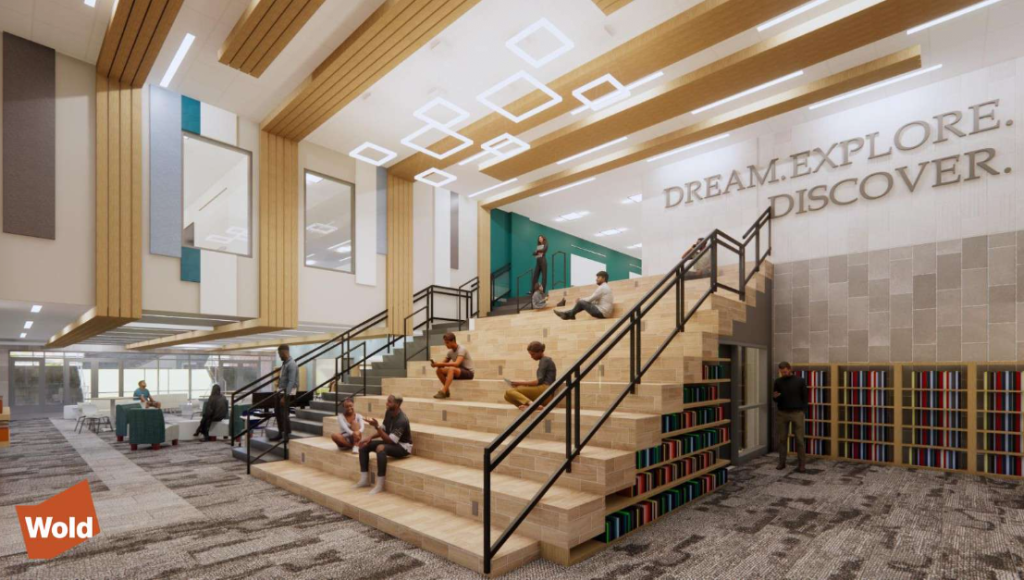 artist's rendering of a new staircase at park center senior high