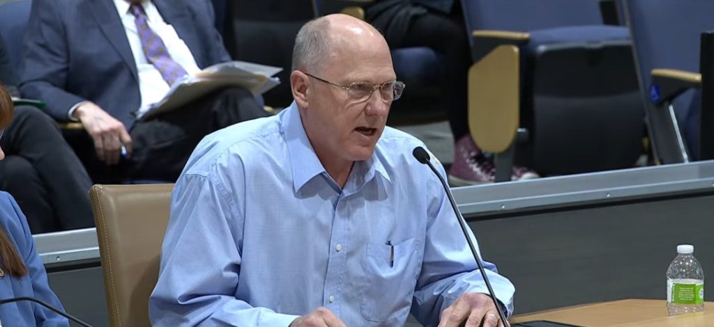 Norm Okerstrom testifies in support of Sen. Westlin legislation