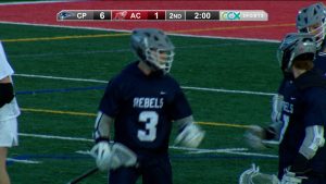 Sam Jiracek of Champlin Park Boys Lacrosse celebrates a goal against Armstrong Cooper