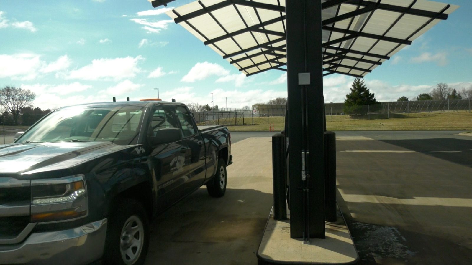 maple grove utilities truck at fuel station