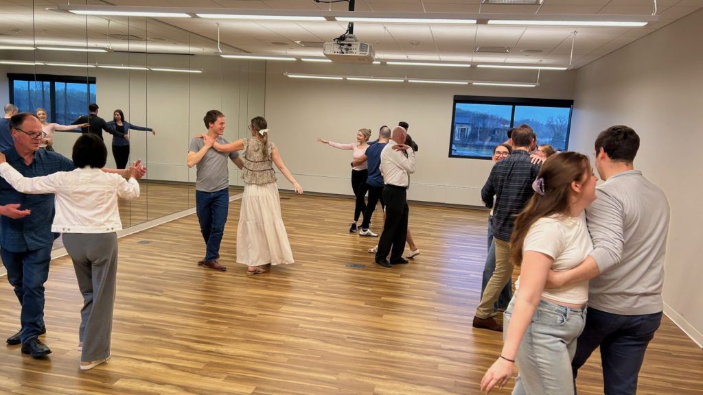 students practicing in a dance class