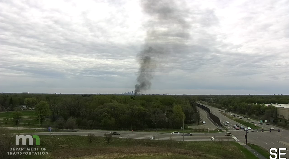smoke rising from a fire