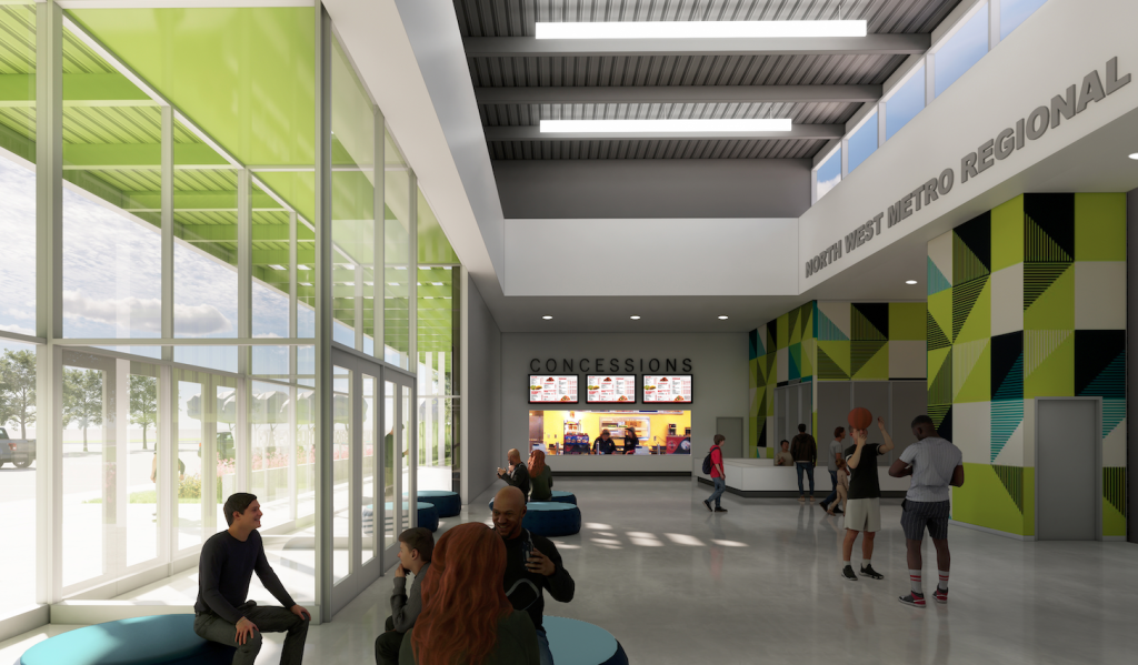 artist's rendering of the new lobby at the Brooklyn Park Community Activity Center