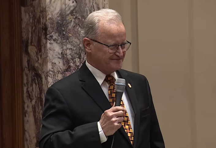 Sen. Warren Limmer during his farewell speech