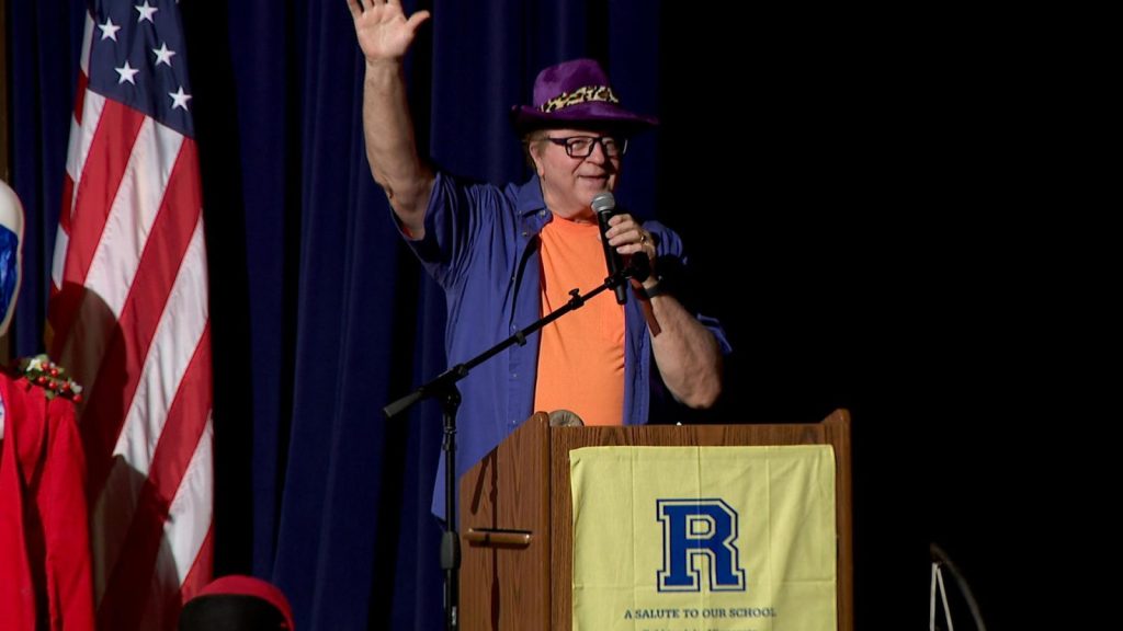 Jack Doepke emcees "One Last Note," a tribute to Robbinsdale High School